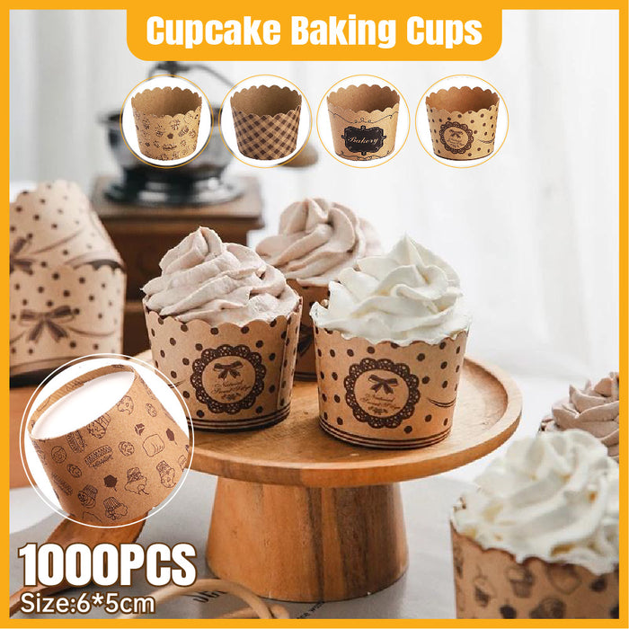 1000 Pcs Kraft Paper Cupcake Muffin Liners
