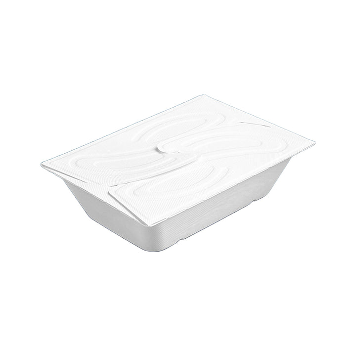 50 Pcs Pulp Salad and Fruit Lunch Boxes Four-Turn Lid White 5 Sizes 550-1050 ml