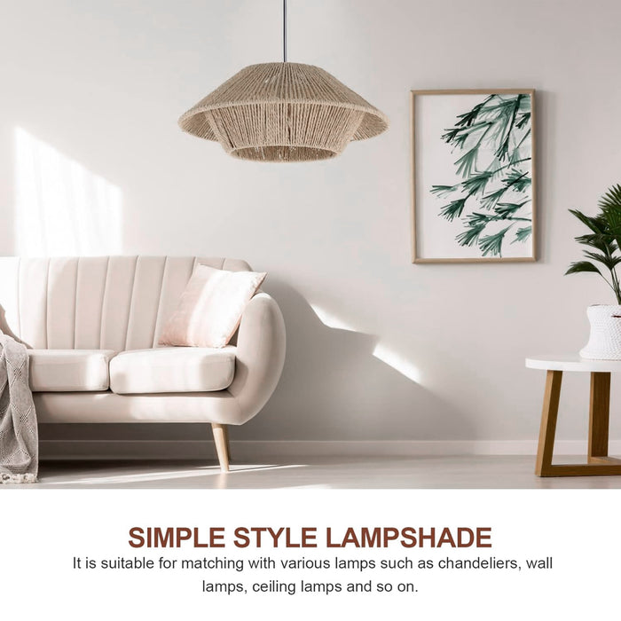 Hand-Woven Paper Rope Pendant Lampshade Yellow 30×12.5 cm