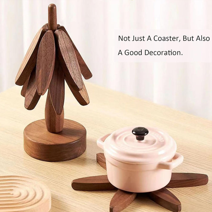 Solid Wooden Trivet for Hot Dish Walnut Christmas Tree Table Heat-Resistant Mat