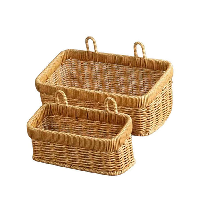 Rattan Style Wall-Mounted Hanging Storage Basket for Kitchen