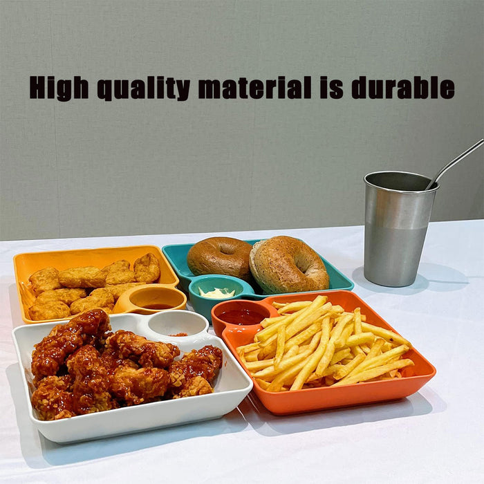 Square Plate with Dipping Tray, 8pcs