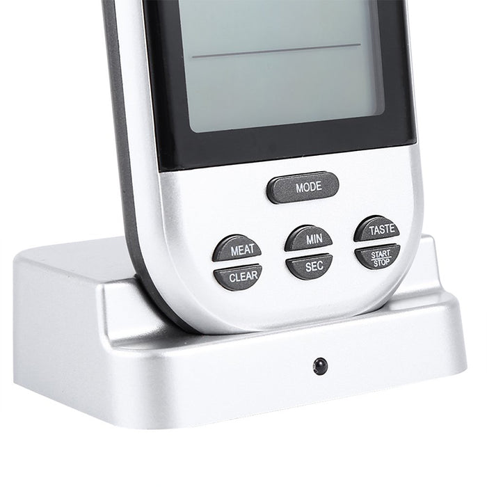 Wireless Remote Cooking Thermometer with Timer, Silver Grey
