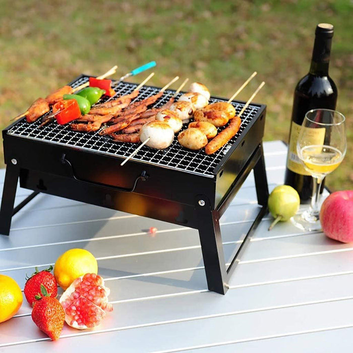 Portable Foldable Charcoal BBQ Grill Iron Steel 35 x 20 x 26 cm for Camping