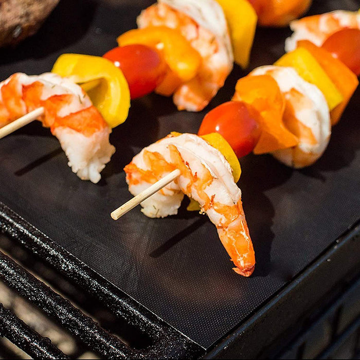 5Pcs Non-Stick BBQ Grill Mats with Brush and Clips Reusable 15.75×13 Inch