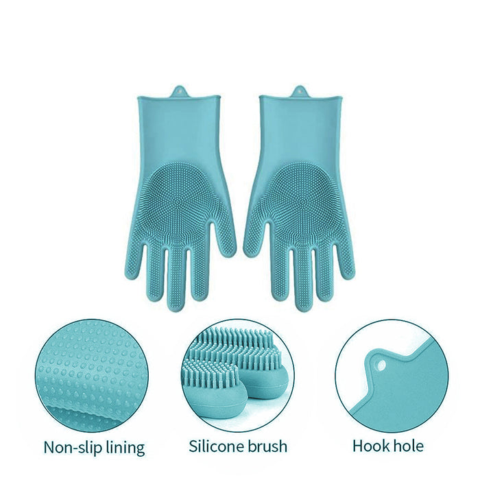 Silicone Dishwashing Gloves, Food Grade, Flexible & Easy to Clean, 1 Pair