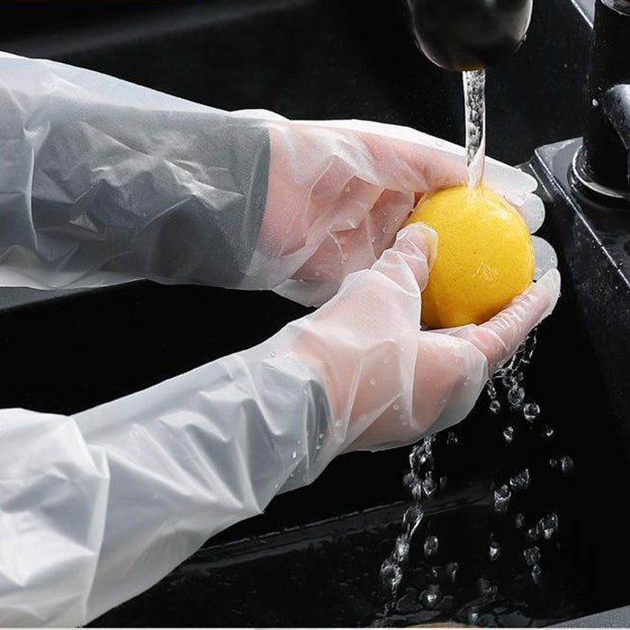 50 Pcs Waterproof Extended Arm Household Cleaning Gloves 60cm