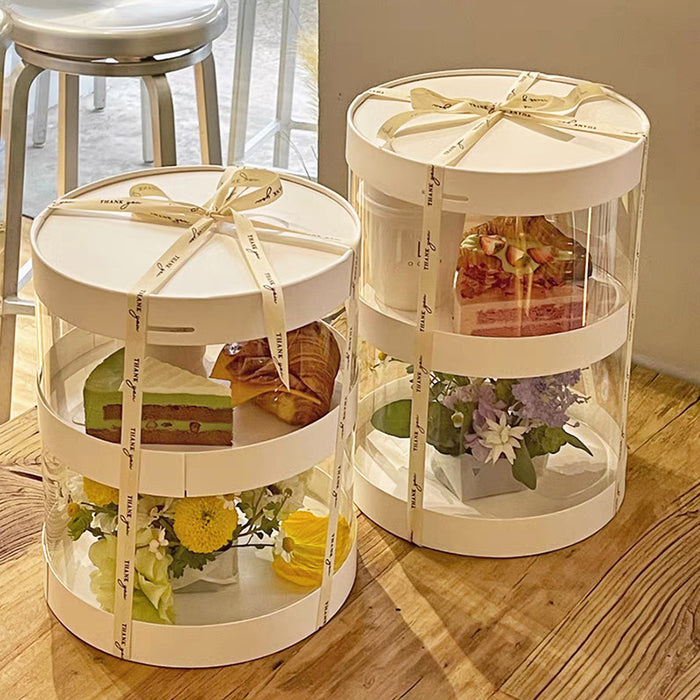 10 Pcs Transparent Round Cupcake Box Single or Double Layer