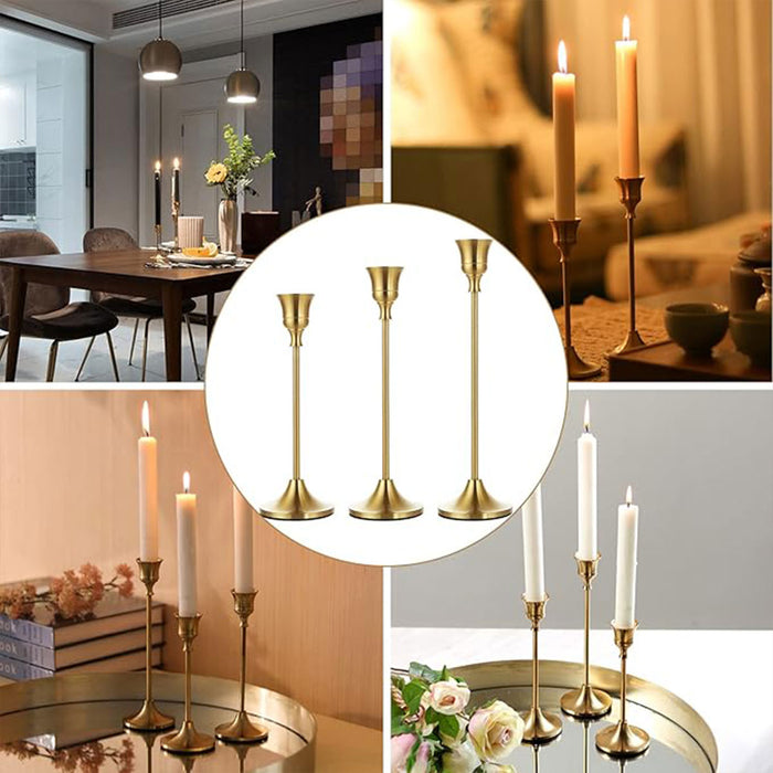 3PCS Metal Taper Candle Holders For Wedding Table Decor
