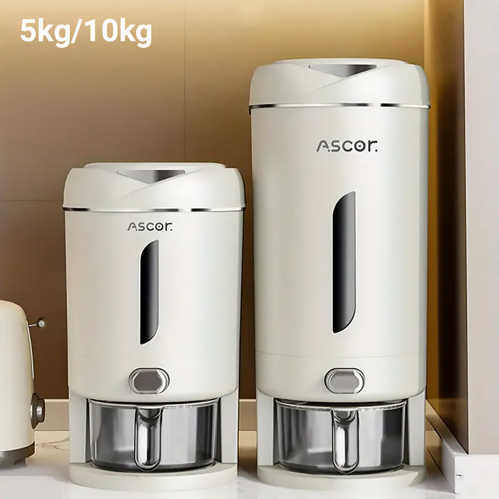 Rice Storage Container with Airtight Flap Lid and Funnel Spout