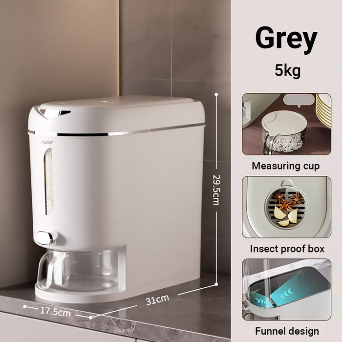 Rice Storage Container with Airtight Flap Lid and Funnel Spout