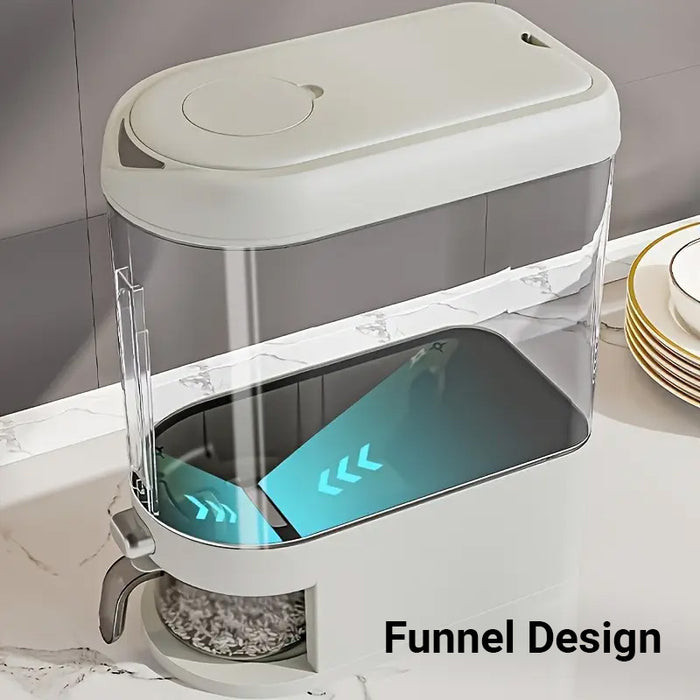 Rice Storage Container with Airtight Flap Lid and Funnel Spout
