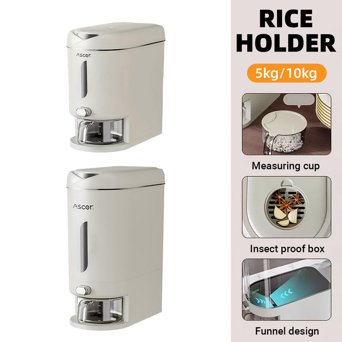 Rice Storage Container with Airtight Flap Lid and Funnel Spout