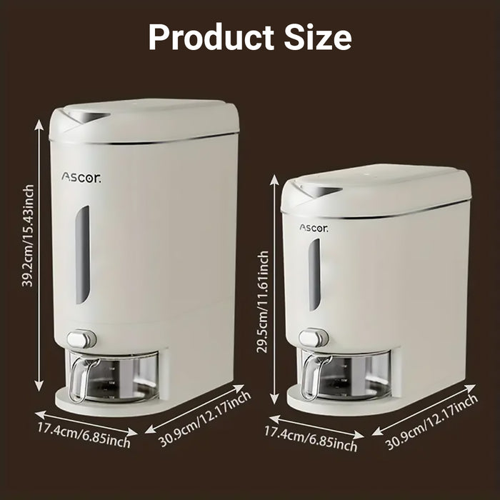 Rice Storage Container with Airtight Flap Lid and Funnel Spout