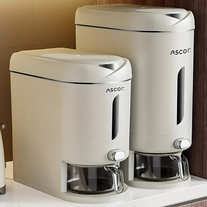 Rice Storage Container with Airtight Flap Lid and Funnel Spout