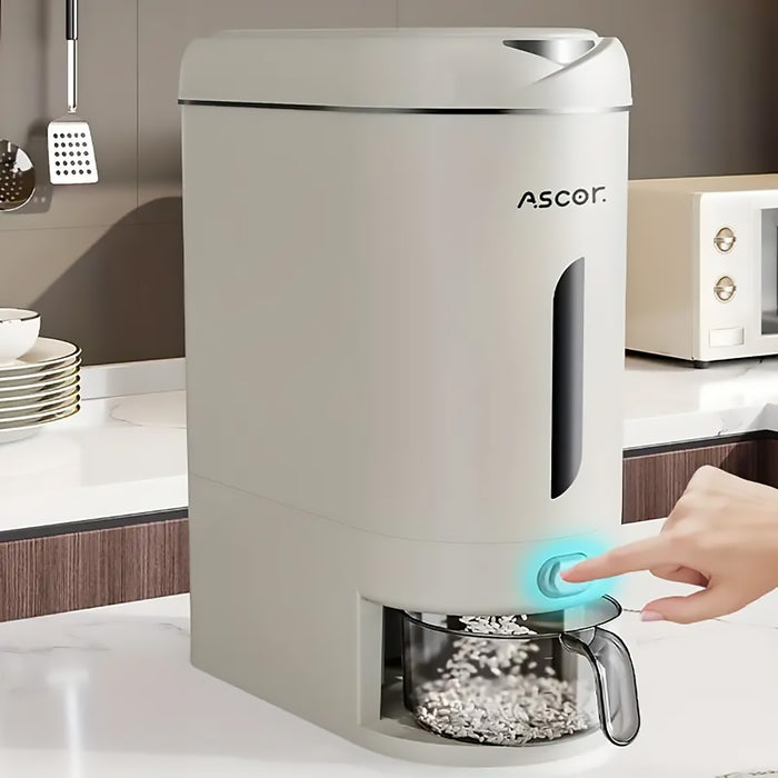 Rice Storage Container with Airtight Flap Lid and Funnel Spout