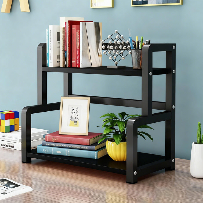 2 Tier Spice Rack Freestanding Steel Black With Hooks