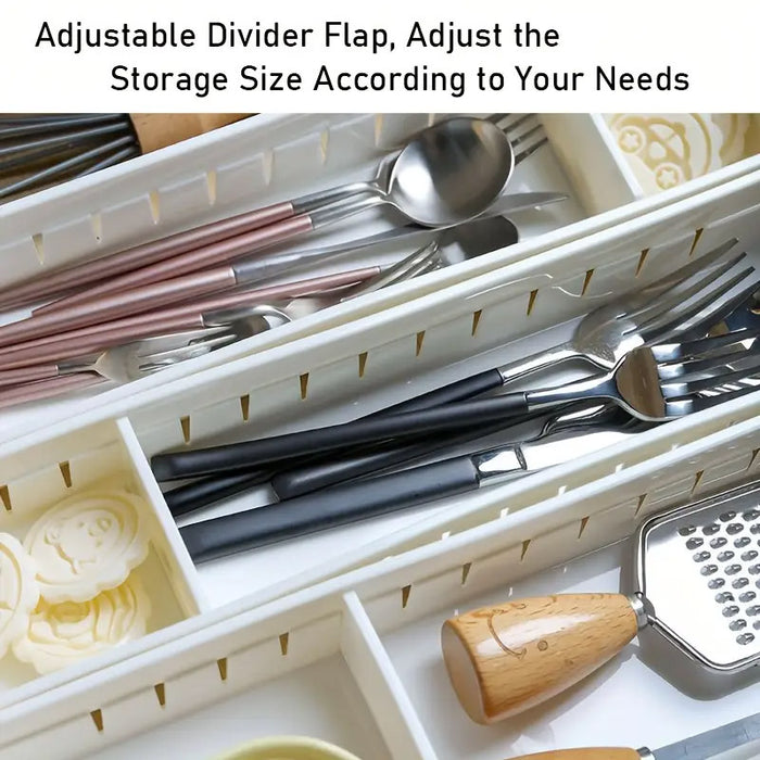 4pcs Drawer Storage Organizer Box Multi Compartment, Kitchen Tableware Sorting