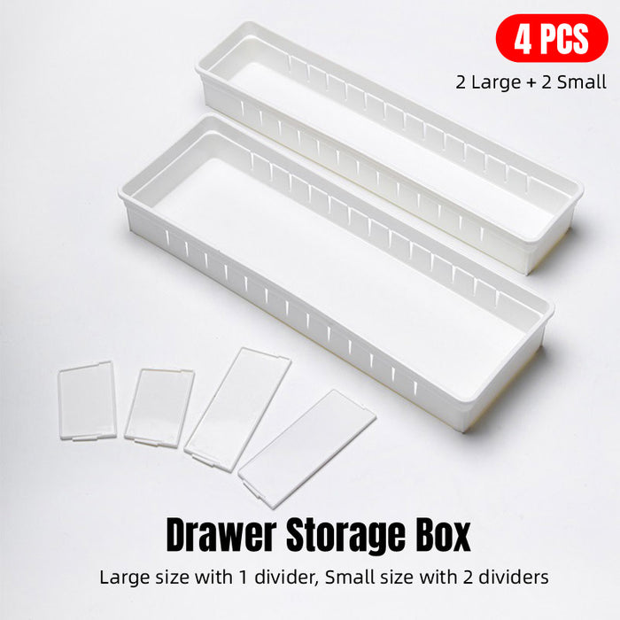 4pcs Drawer Storage Organizer Box Multi Compartment, Kitchen Tableware Sorting