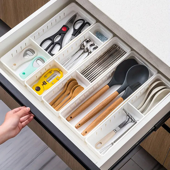 4pcs Drawer Storage Organizer Box Multi Compartment, Kitchen Tableware Sorting