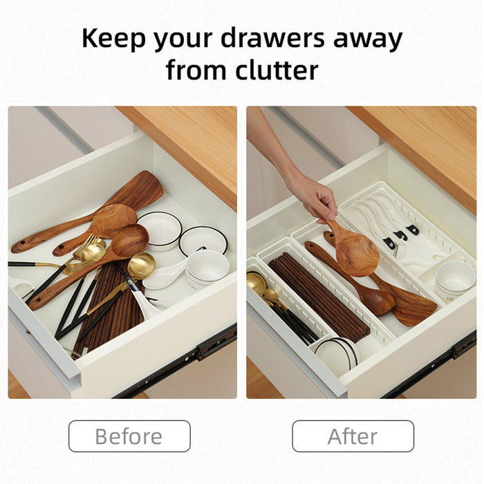 4pcs Drawer Storage Organizer Box Multi Compartment, Kitchen Tableware Sorting