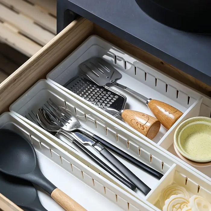 4pcs Drawer Storage Organizer Box Multi Compartment, Kitchen Tableware Sorting