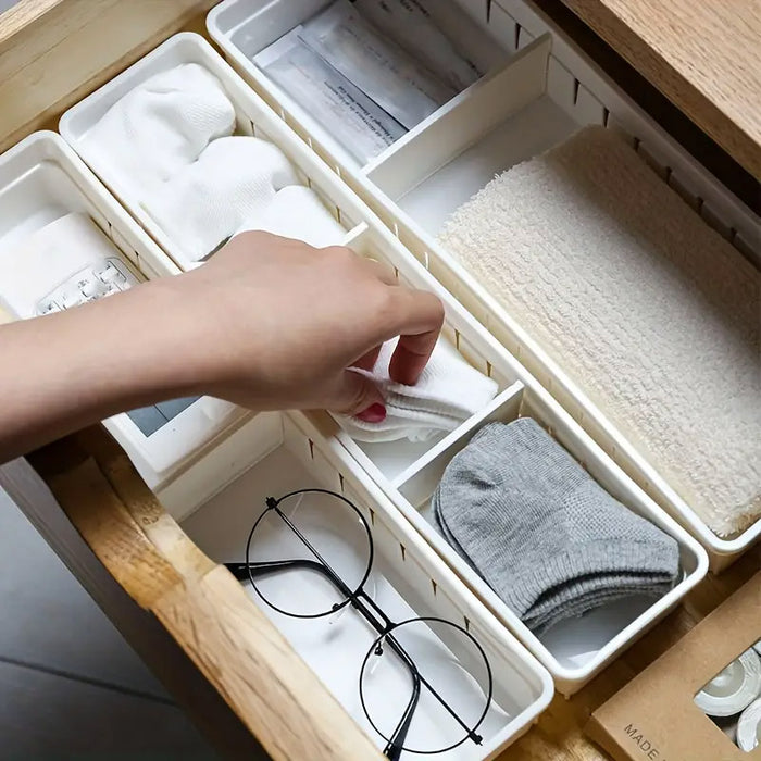 4pcs Drawer Storage Organizer Box Multi Compartment, Kitchen Tableware Sorting