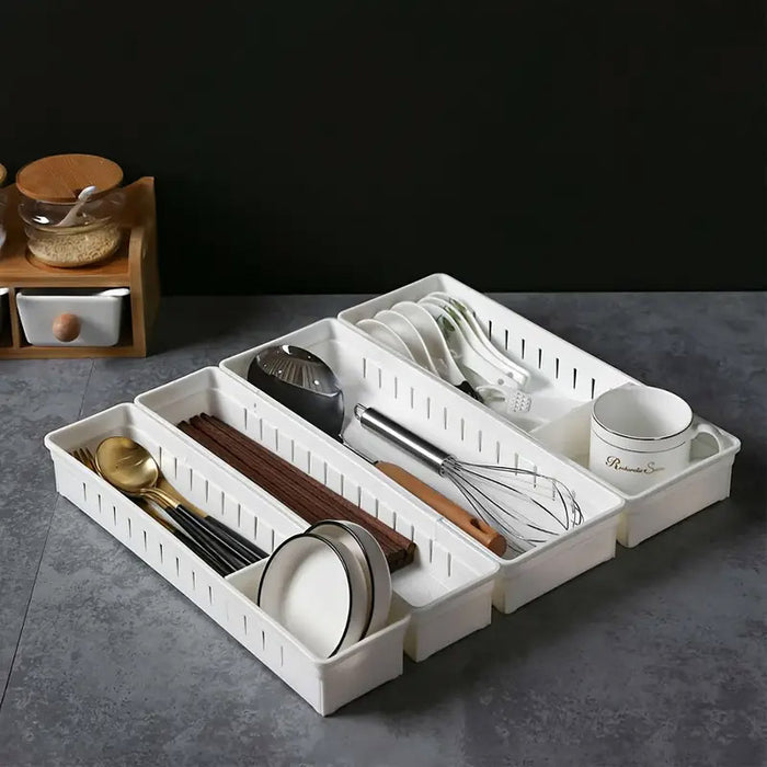 4pcs Drawer Storage Organizer Box Multi Compartment, Kitchen Tableware Sorting