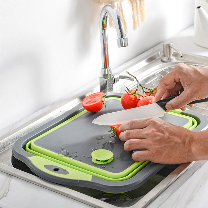 Foldable Sink Cutting Board with Draining Basket 42cm