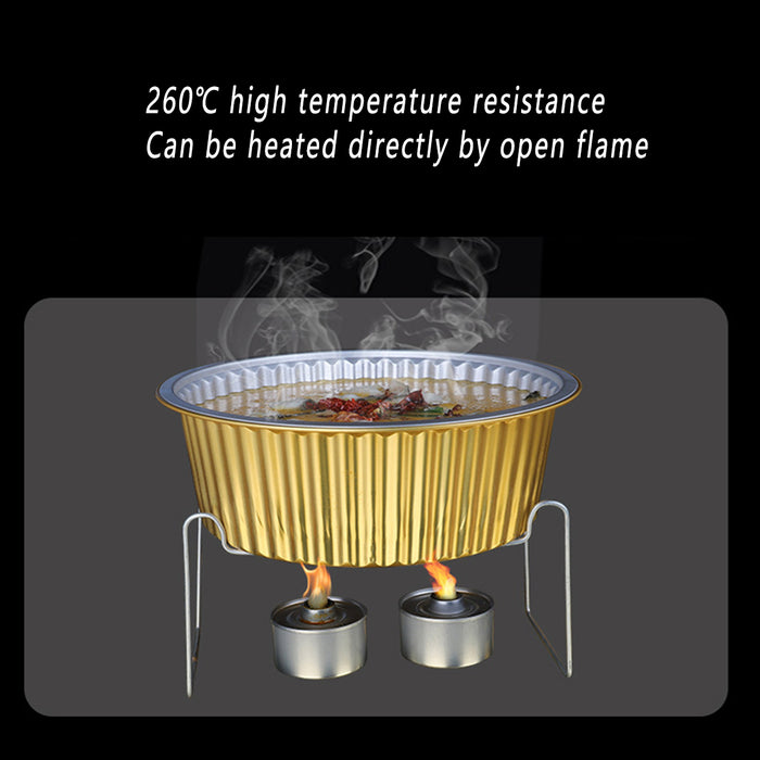 50Pcs Thickened Aluminum Foil Containers with Plastic Lids – Rectangular & Round