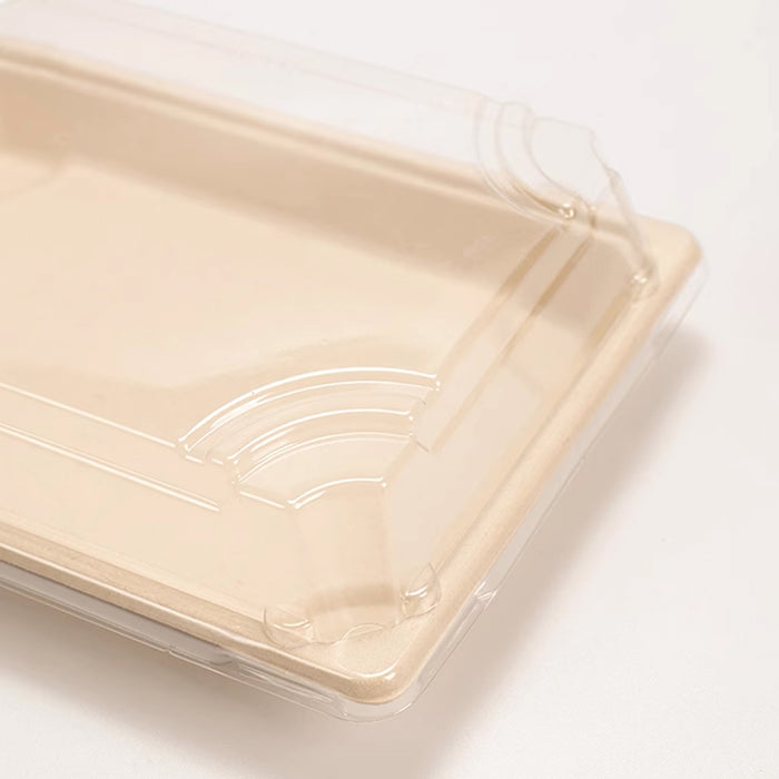 50 Pcs Biodegradable Sushi Boxes with Clear Lid Leak-Proof Natural Beige 8 Sizes