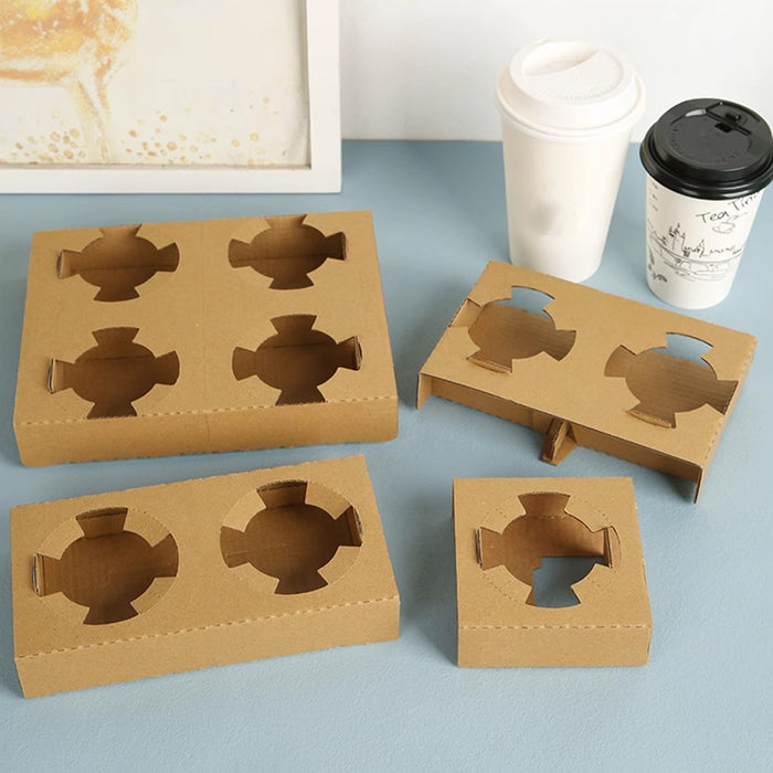 100 Pcs Corrugated Cup Holder Thick Kraft Paper Base