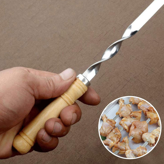 550mm Stainless Steel BBQ Skewers Flat, 12PCS