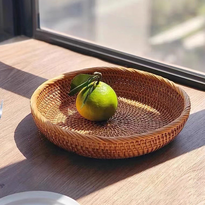 Natural Rattan Woven Pastry Tray Japanese Style Bread Basket Multiple Sizes