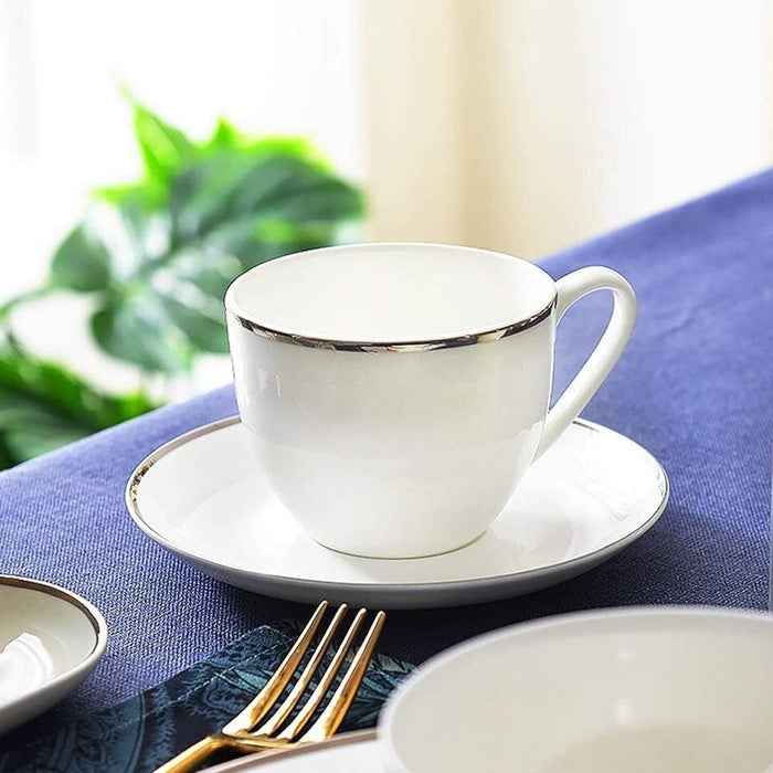 6PCS Apricot Ceramic Coffee Cup and Saucer Set for Tea and Coffee