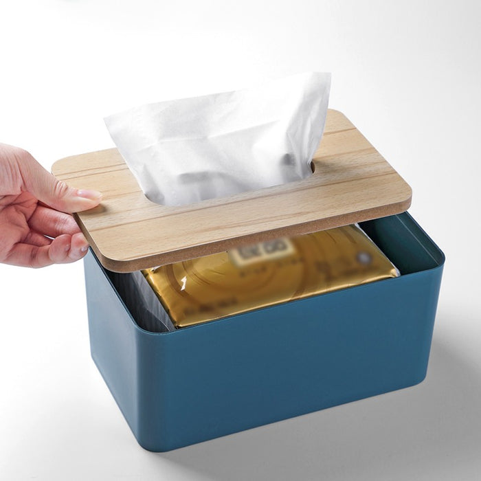Wooden Tissue Box Cover PP + Wood European Style 4 Colours 20.5 x 12 x 10 cm