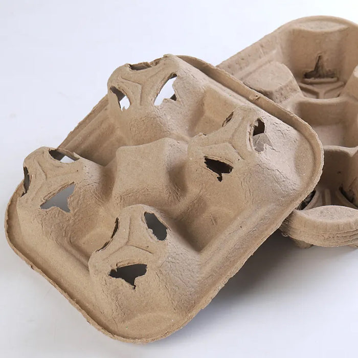 100 Pcs Recycled Paper Pulp Cup Tray 2 4 Cup Carrier
