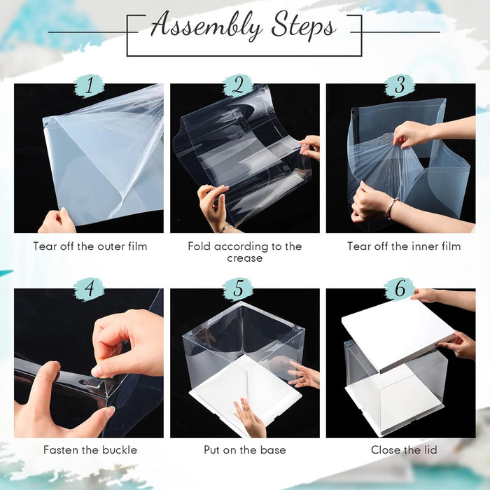 10 Pcs Clear PET Cake Box with Transparent Window Food Safe