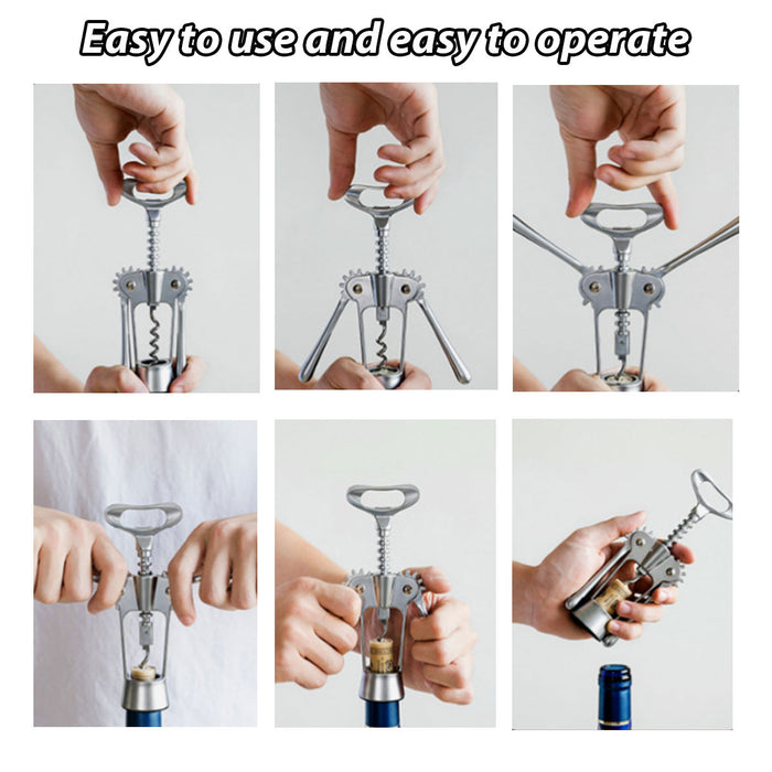 3 Pcs Stainless Steel Wine Corkscrew Bottle Opener Set