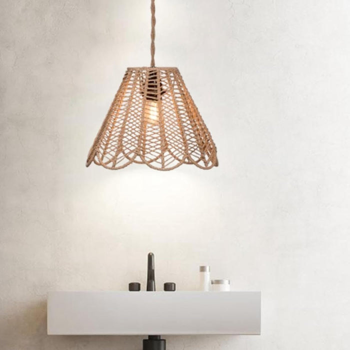 Paper Rope Chandelier Cover Khaki Hand Woven Country Style