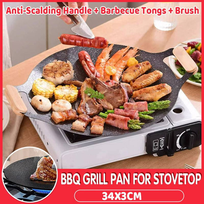 Korean Nonstick BBQ Grill Pan for Stovetop Barbecue Portable Hot Plate Outdoor