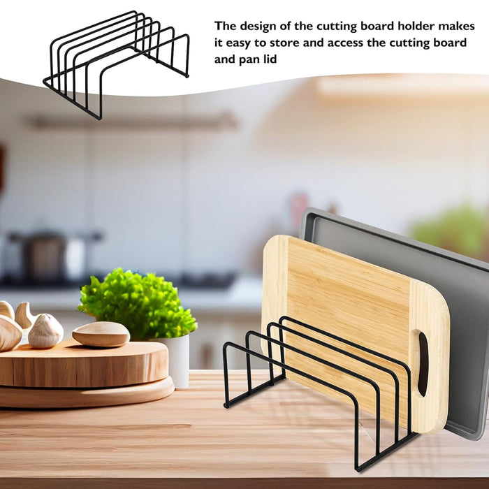 Chopping Board Rack Metal Black Space Saving 18cm