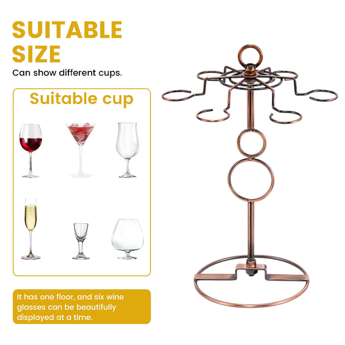 Freestanding Wine Glass Rack Iron Wire Brown for Bar