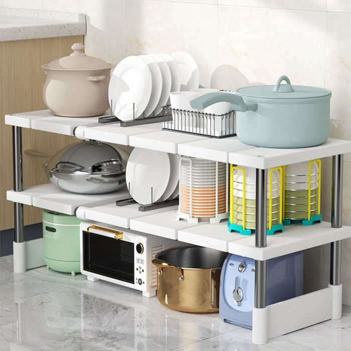 Expandable Kitchen Shelf Organiser Double Layer 54-75cm