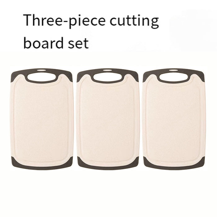 3PCS Wheat Straw Cutting Board Set Non Slip Juice Grooves