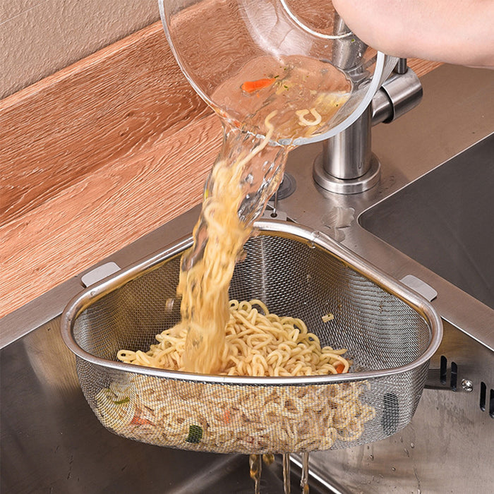 Stainless Steel Triangle Sink Drain Basket Fine Mesh With Suction Cup