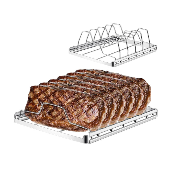 430 Stainless Steel Foldable BBQ Rib Rack Grill Net 26.6 x 22.2 cm