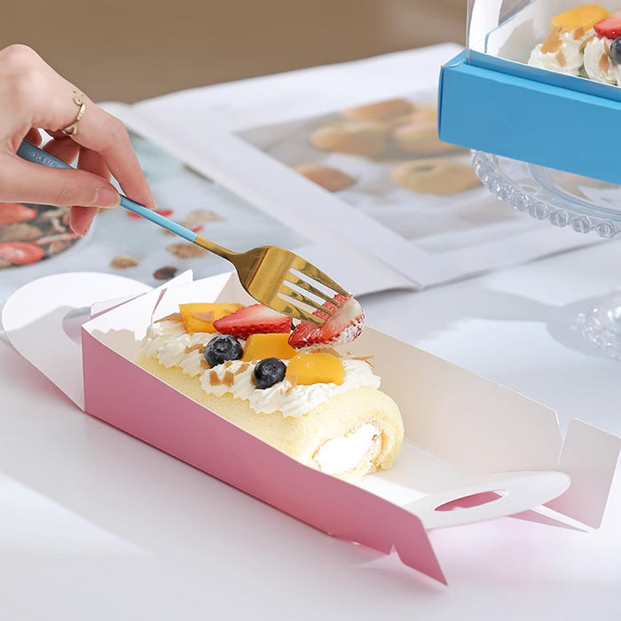 20PCS Transparent Long Cake Roll Boxes – Elegant Bakery Packaging