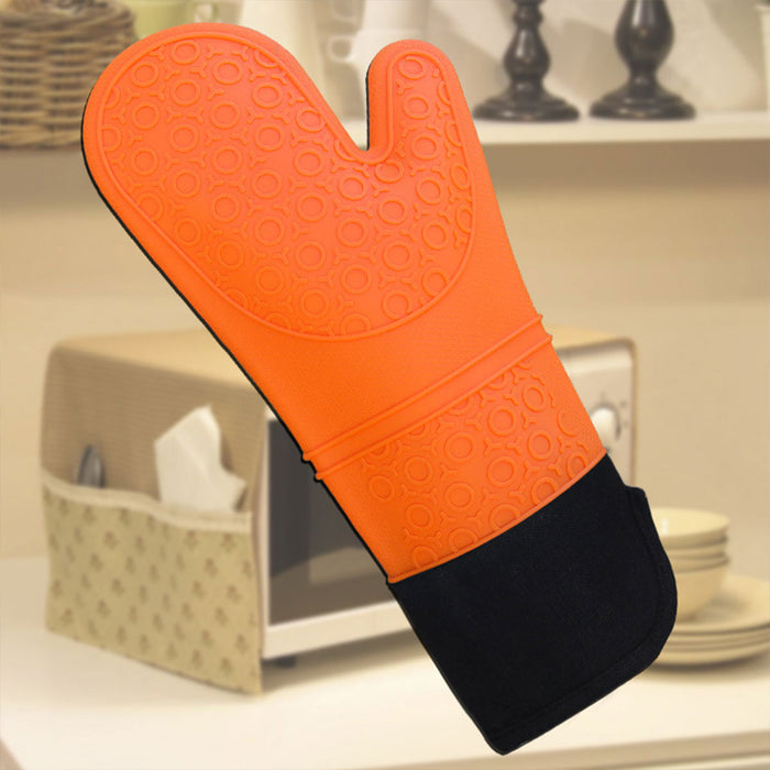 2 Pcs Insulated Oven Mitts Heat-Resistant Silicone with Lining