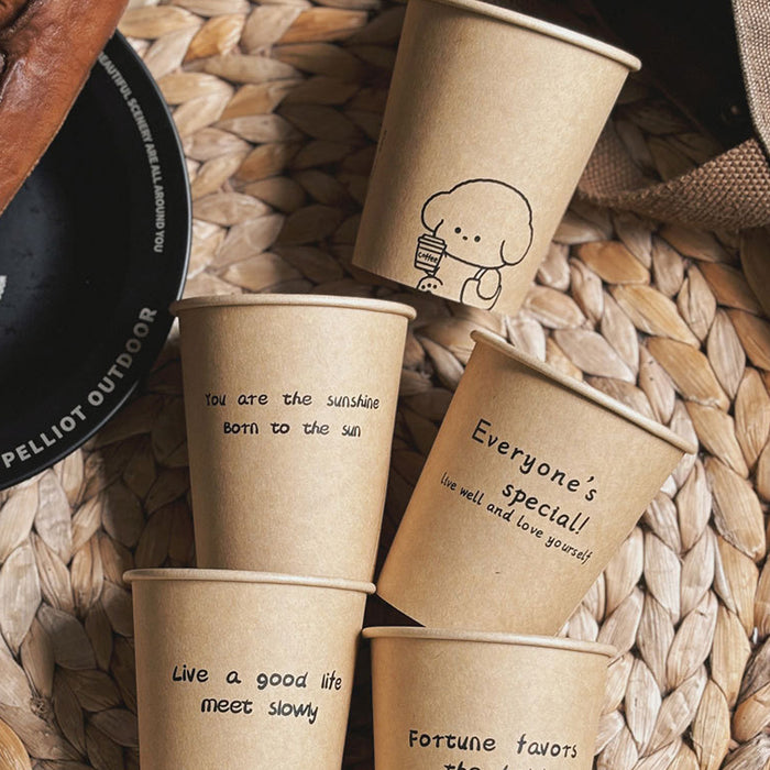 300 Pcs Kraft Paper Cups 250ml Leak Resistant Animal Print